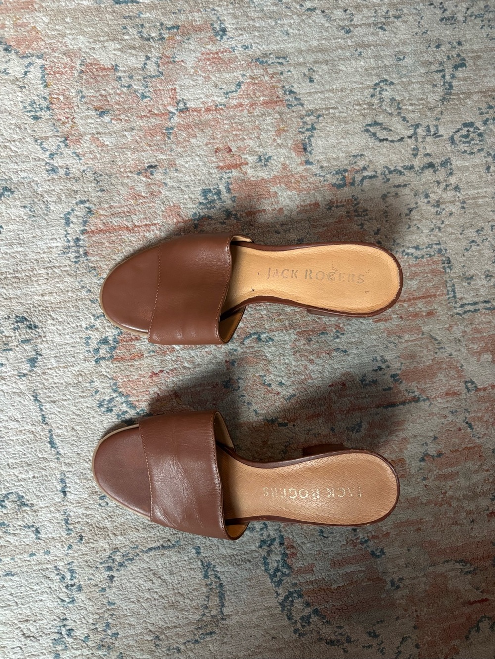 Jack Rogers Brown Leather Slide Mules